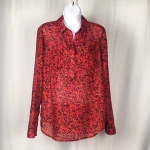 Loft Red and Pink Floral Tunic Size Medium